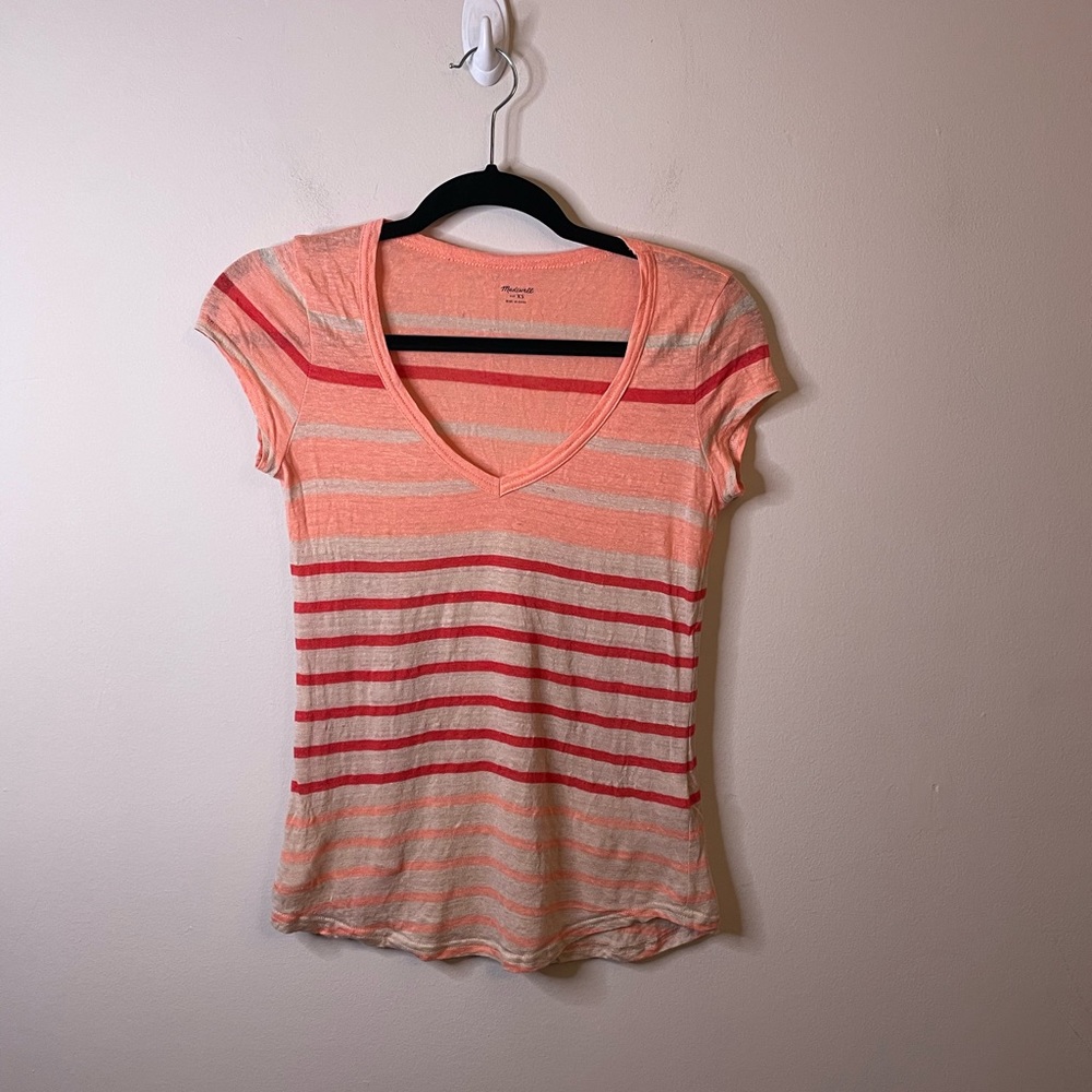 Madewell Linen Orange Striped Top